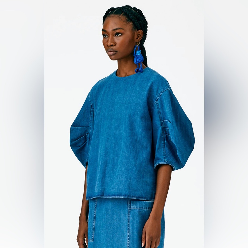 Tibi Denim Blue Blouse Rare